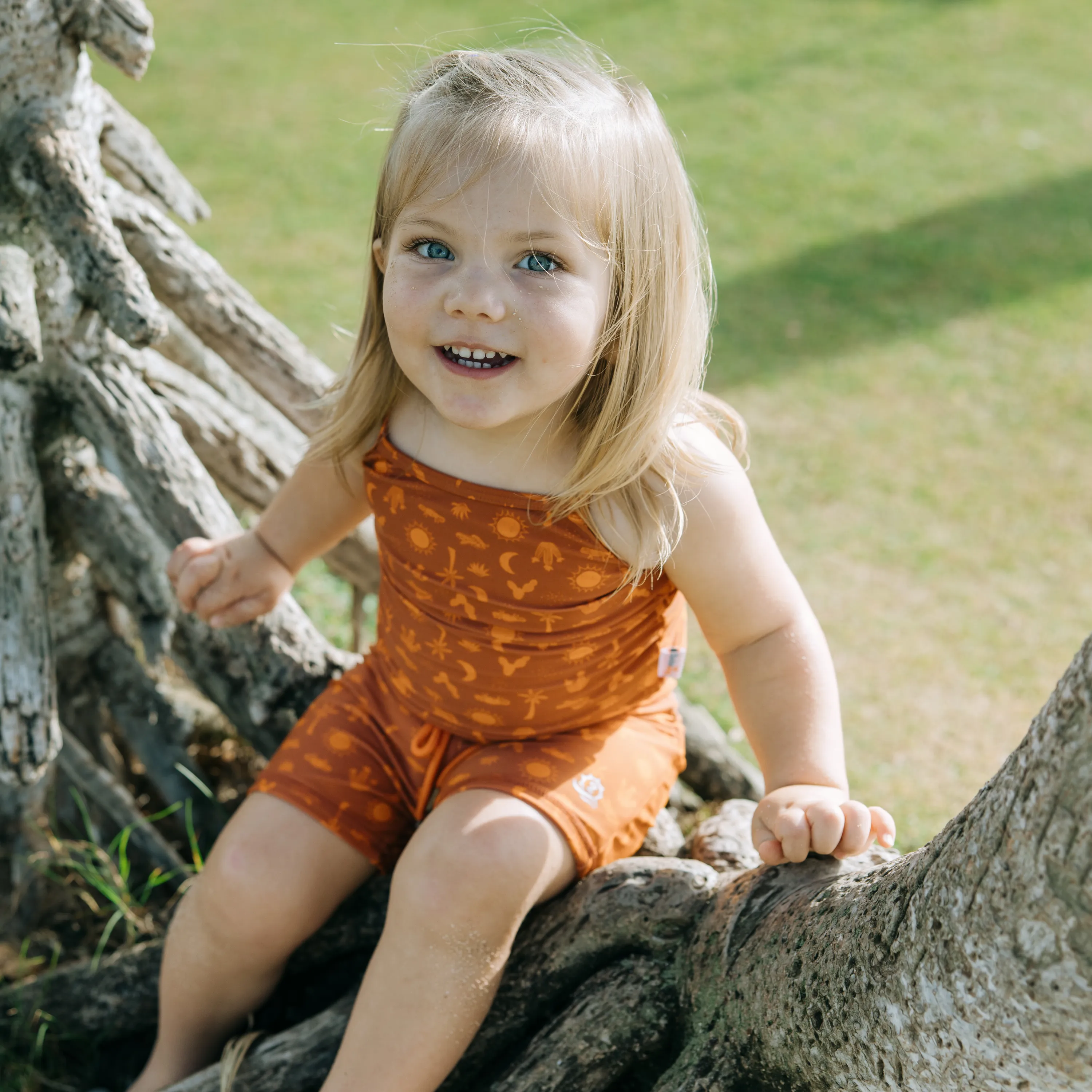 Girls Long Sleeve Rash Guard   Tankini Shorts Set (3 Piece) | "Desert"