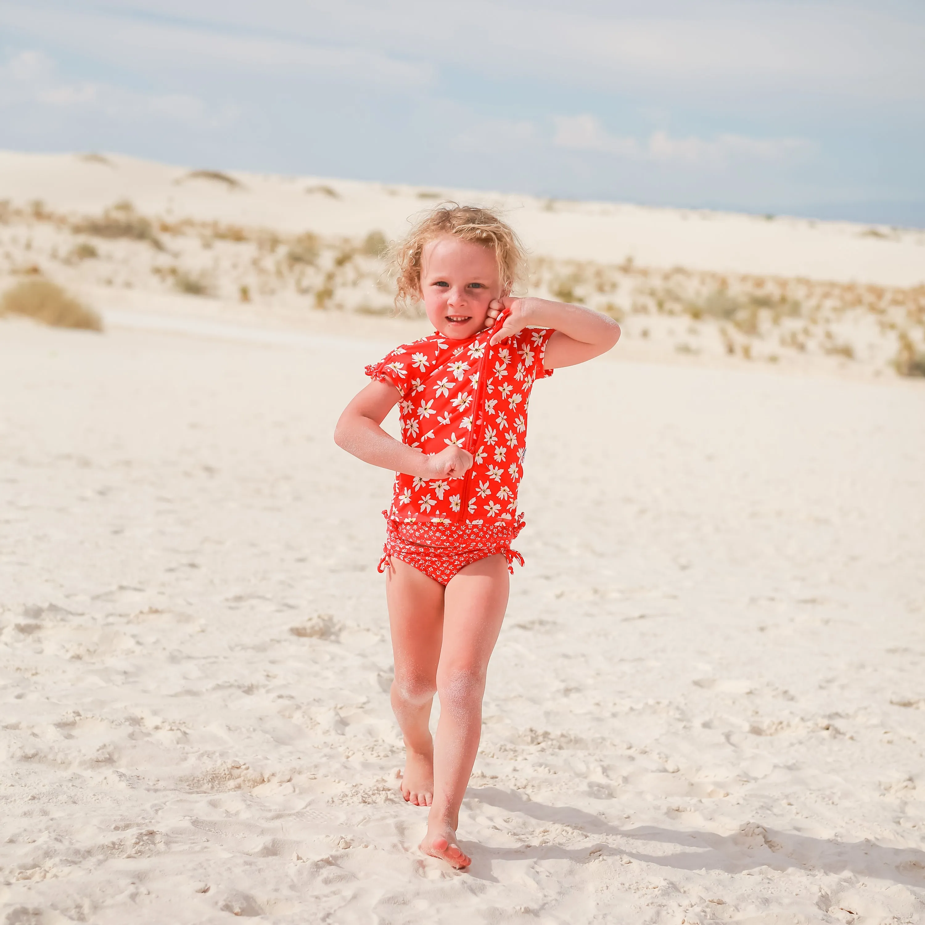 Girls Short Sleeve Rash Guard   Tankini Bikini Set (3 Piece) | "Daisy”
