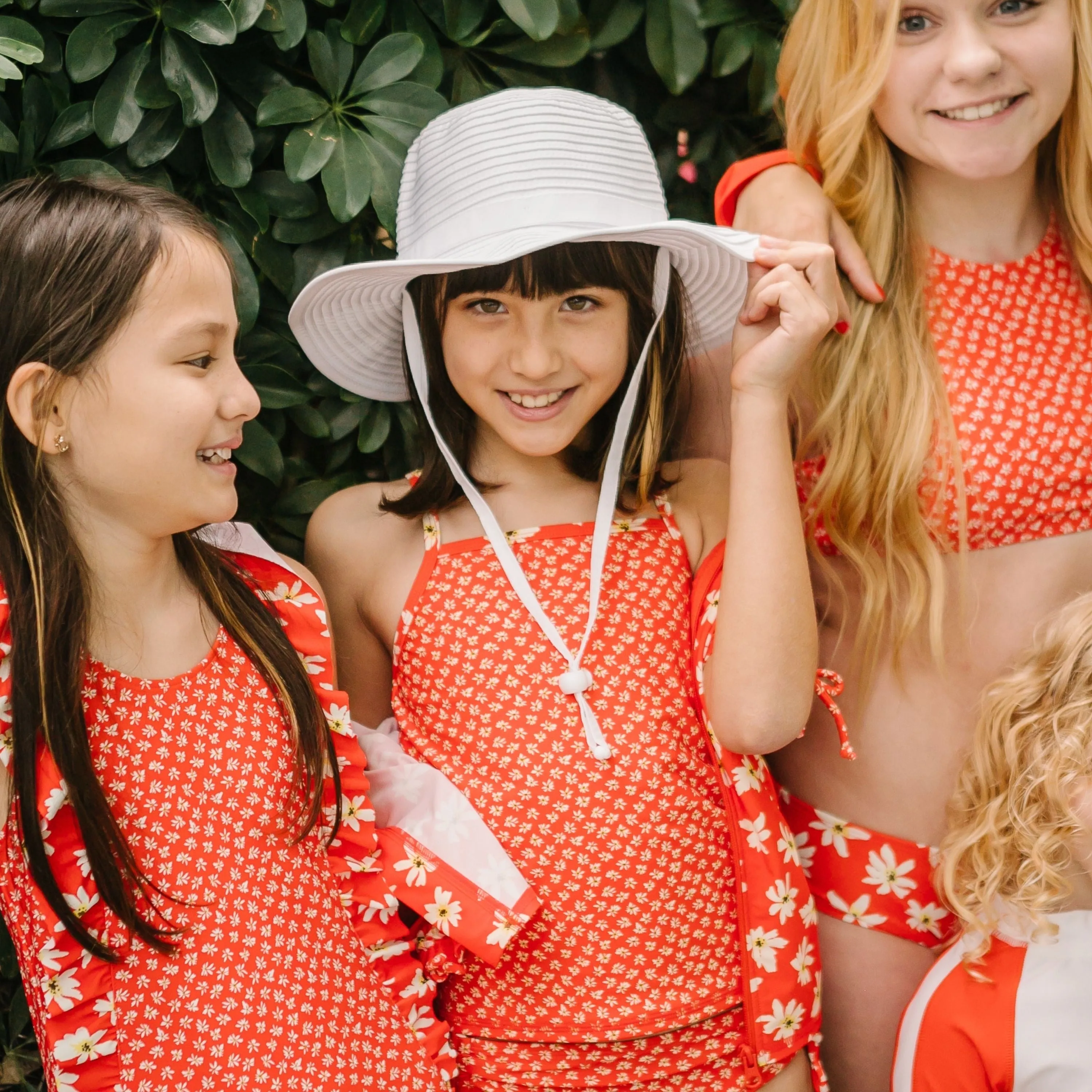 Girls Short Sleeve Rash Guard   Tankini Bikini Set (3 Piece) | "Daisy”