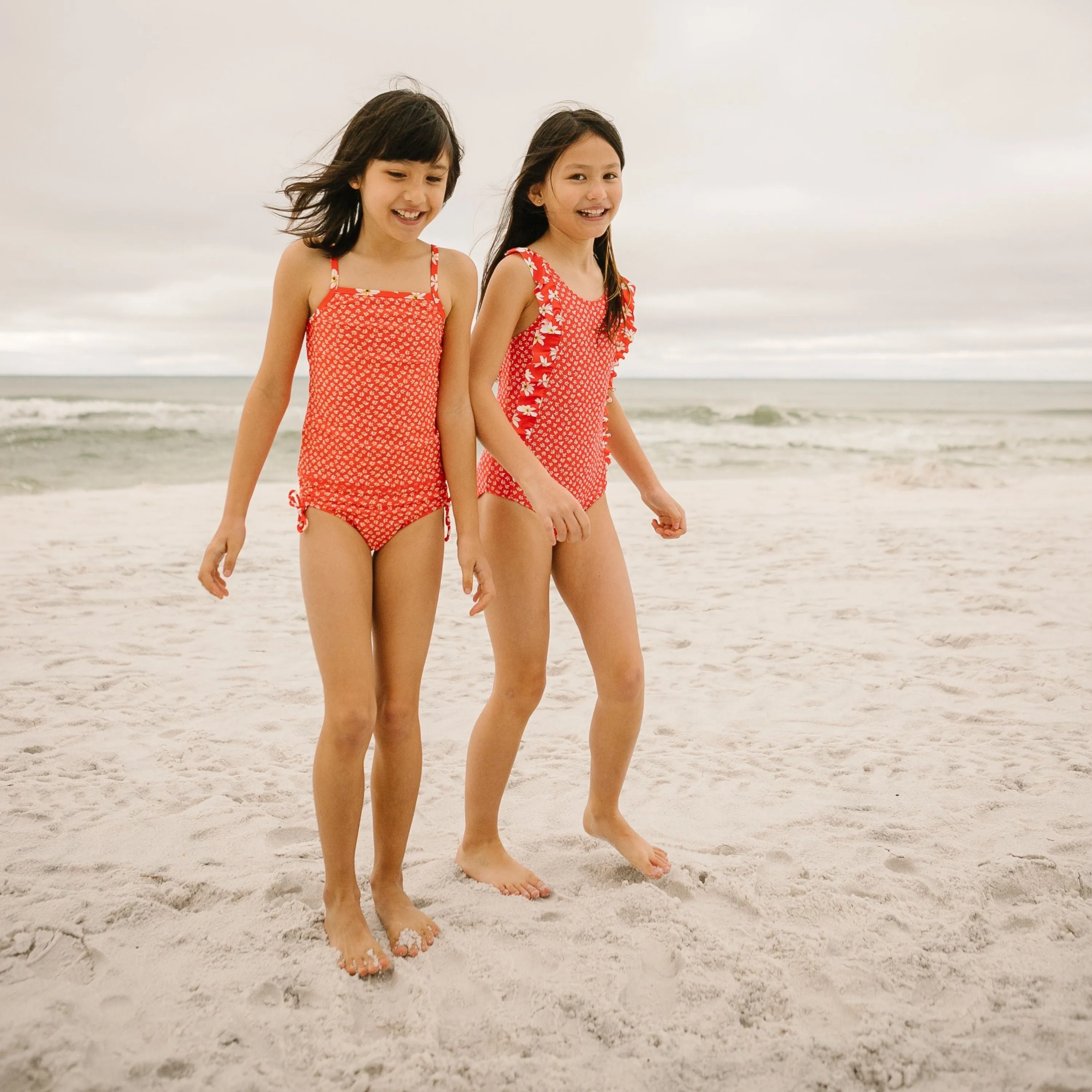 Girls Short Sleeve Rash Guard   Tankini Bikini Set (3 Piece) | "Daisy”