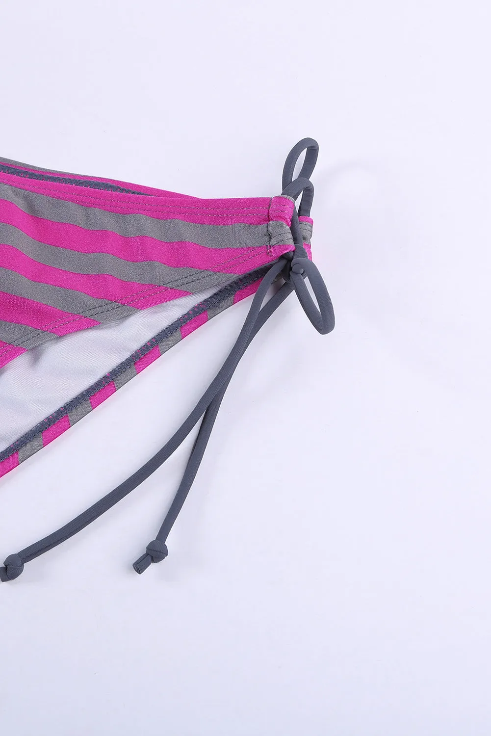 Gray Striped Beach Straps Tankini