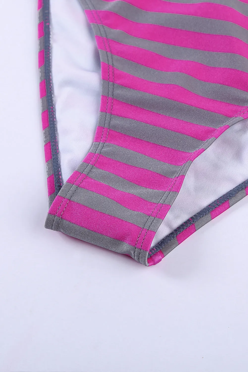 Gray Striped Beach Straps Tankini