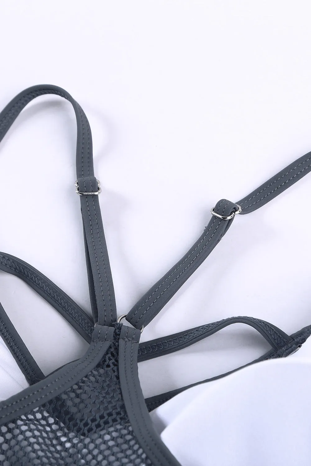 Gray Striped Beach Straps Tankini