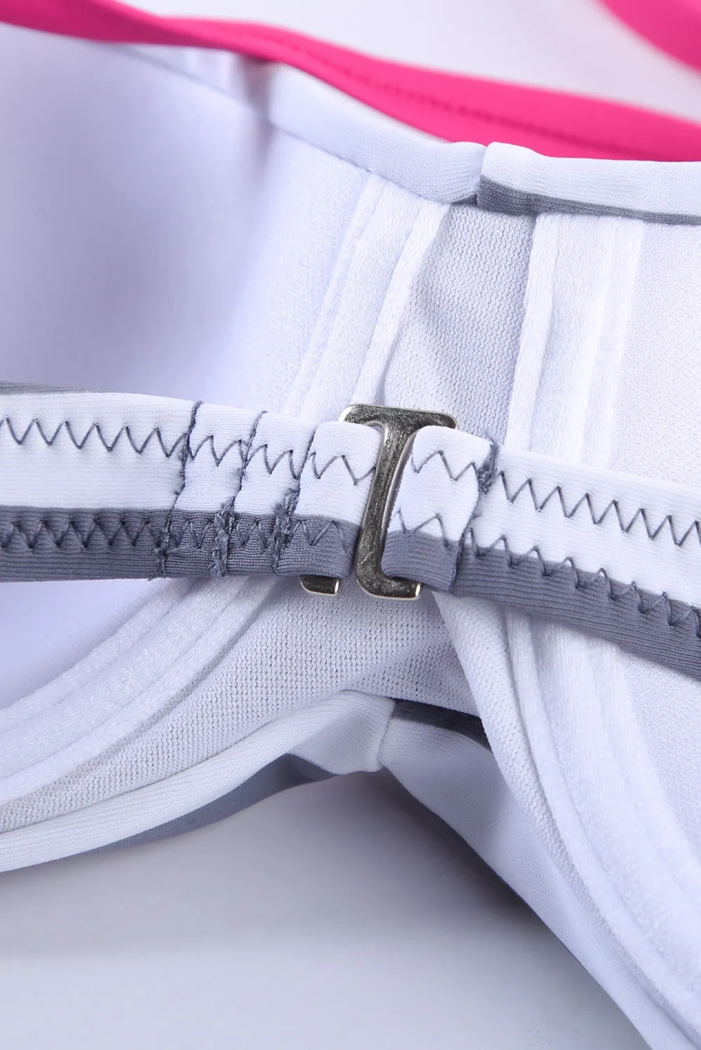 Gray Striped Halter Bandeau Bikini Set