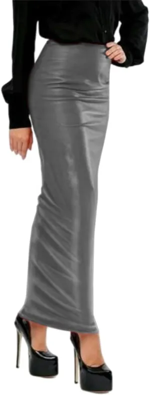 Hobble Skirt High Waist Skinny Long Pencil Skirts Elegant Slim Hip PU Leather Skirt Fashion Solid Color Bodycon Skirt Custom