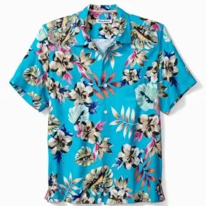 Jetties Beach Blooms IslandZone® Camp Shirt in Blue Danube by Tommy Bahama