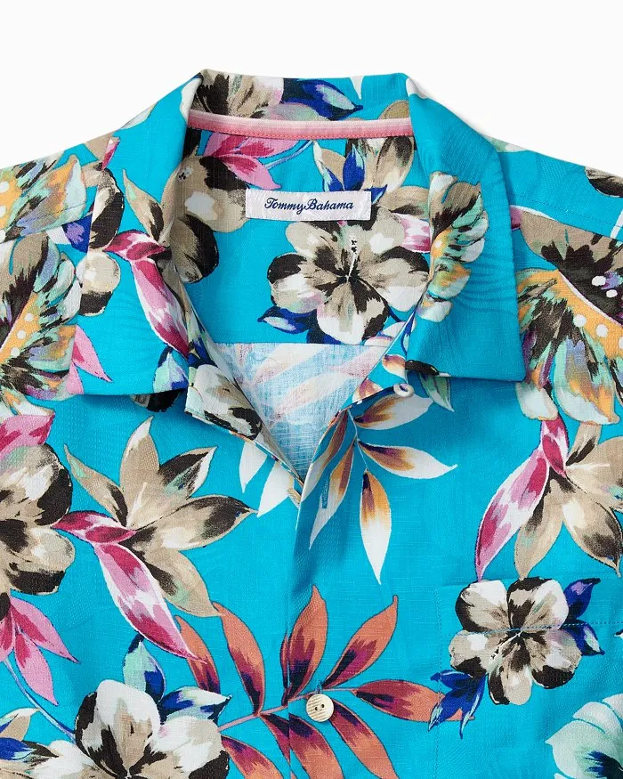Jetties Beach Blooms IslandZone® Camp Shirt in Blue Danube by Tommy Bahama