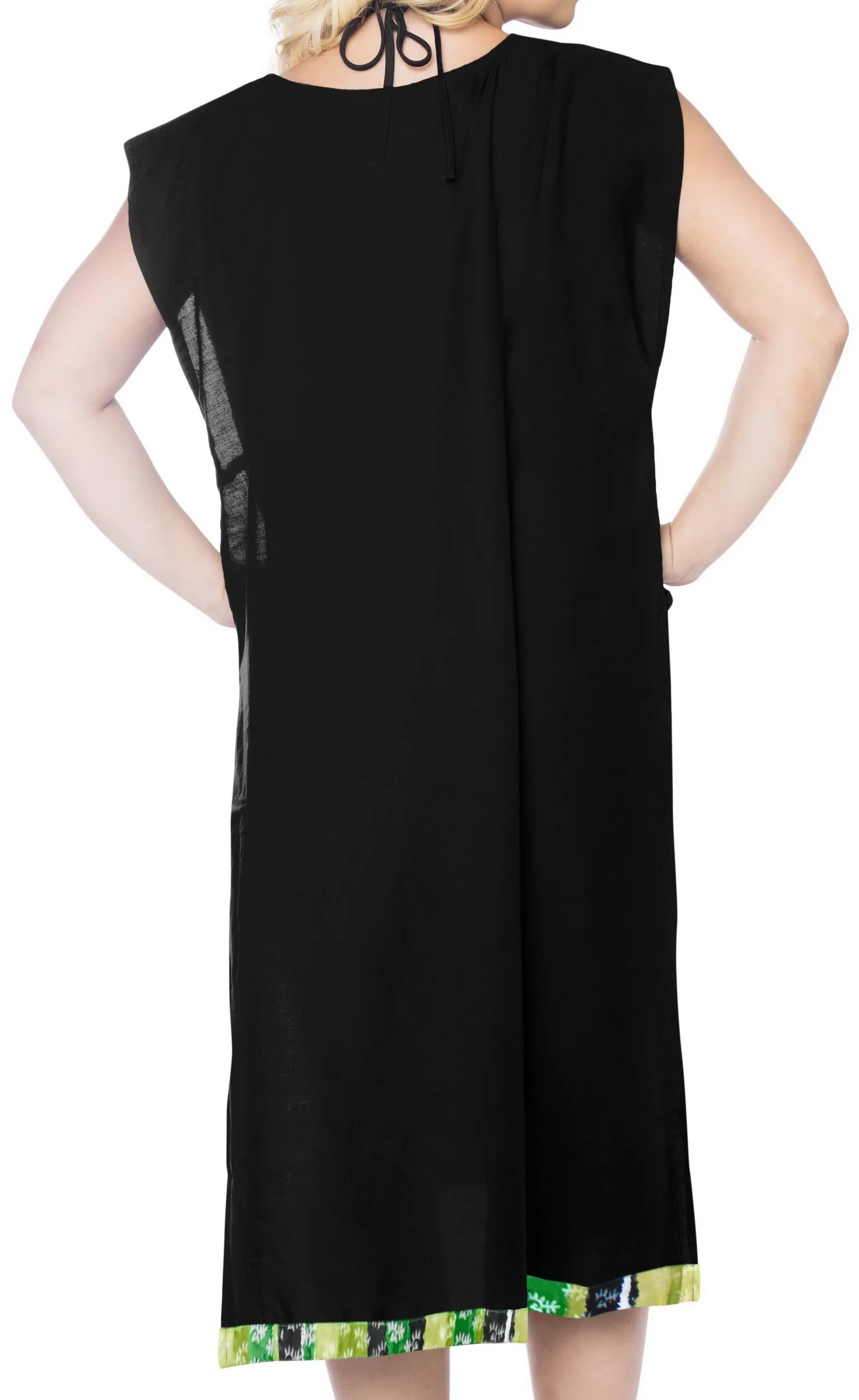 LA LEELA Women's Beach Swimsuit for Women Cover-ups printed Bikini Cover-Up Side Cut Green Solid Plain Black