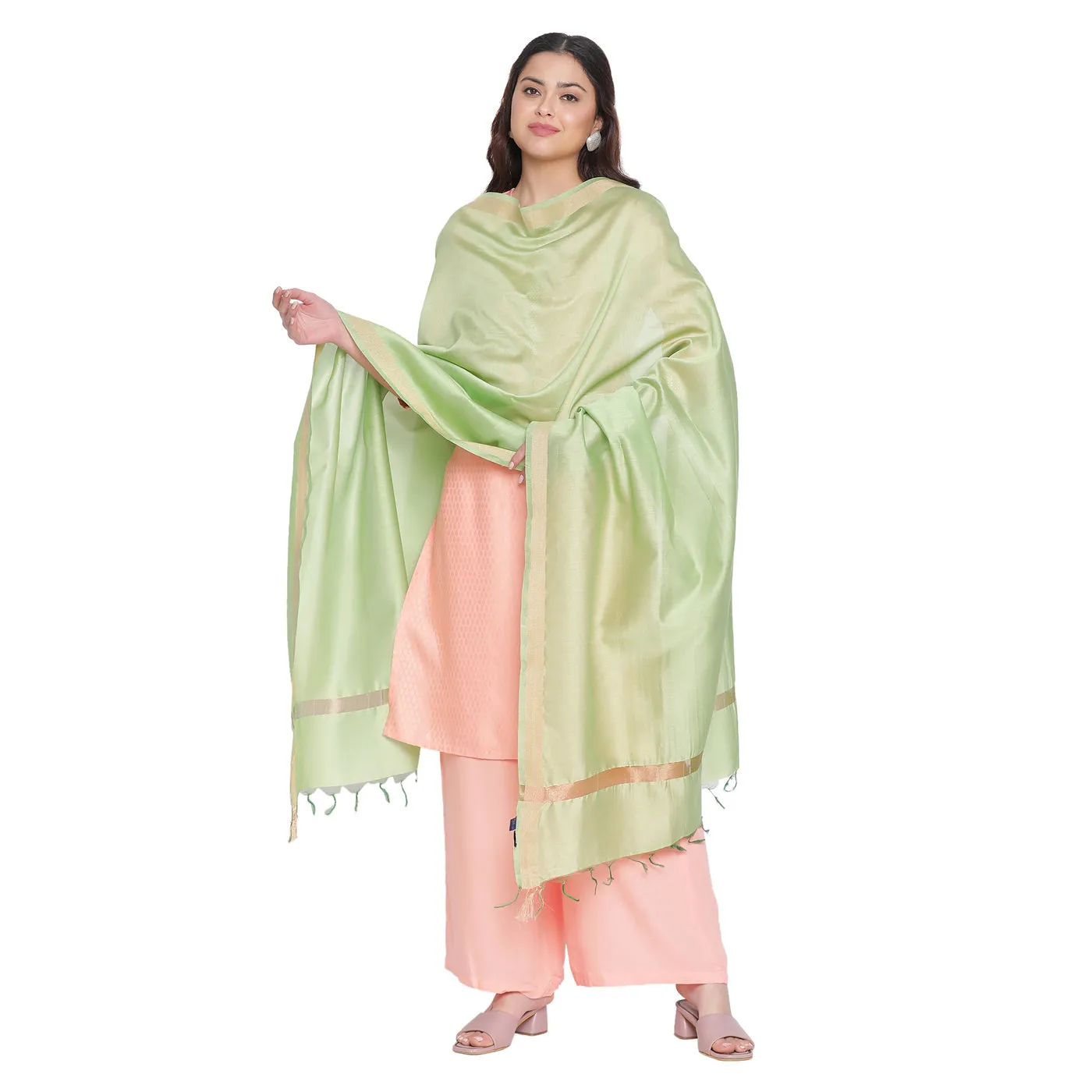 Light Grey Cotton Silk Dobby Dupatta