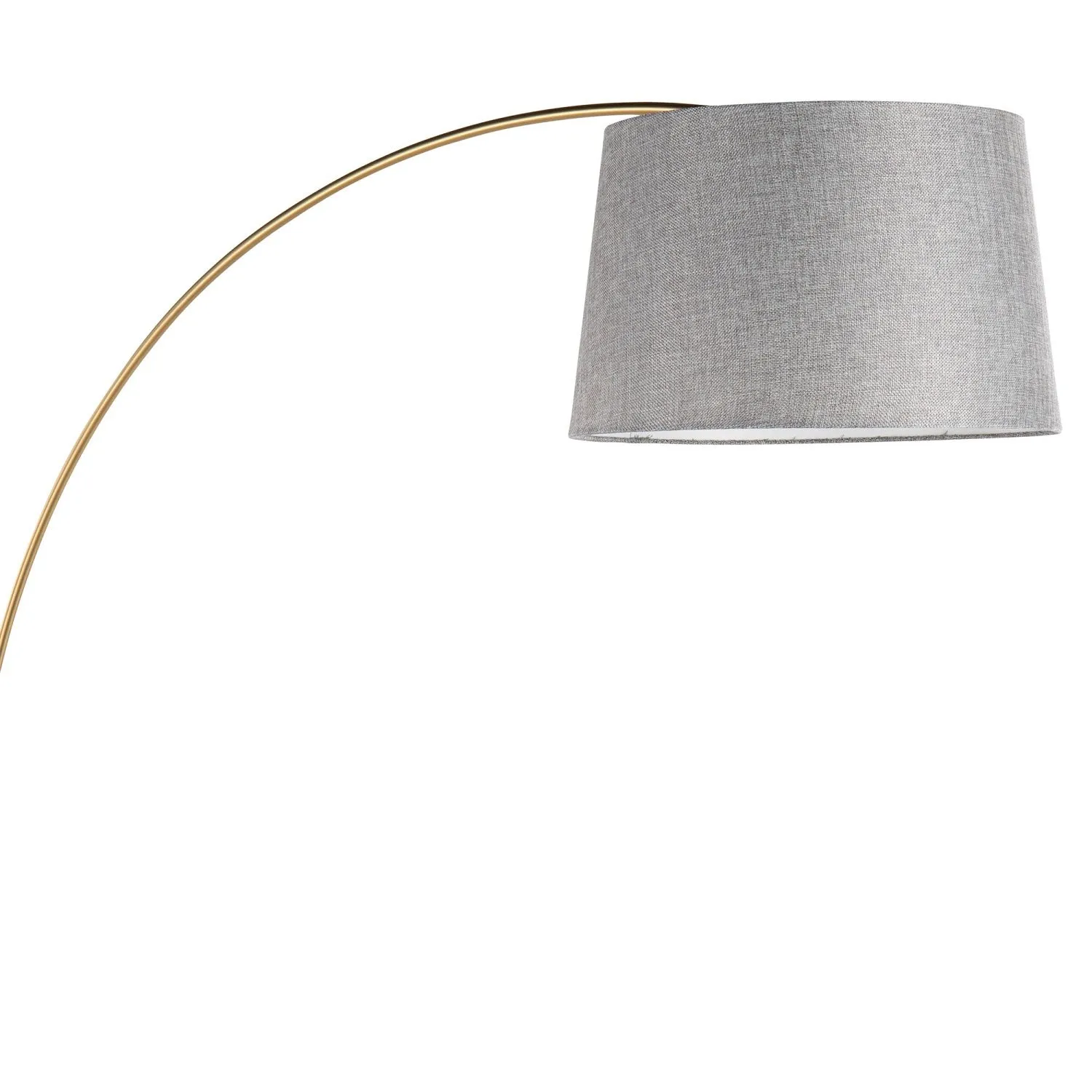 March Contemporary Floor Lamp in White Marble and Antique Brass Metal with Grey Linen Shade by LumiSource