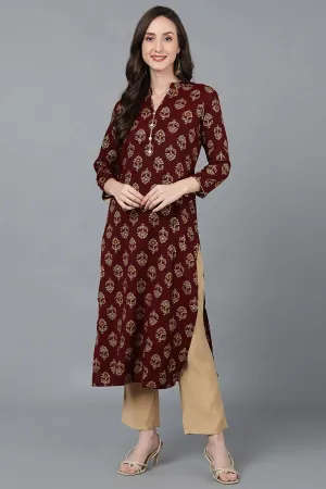 Maroon Silk Blend Straight Kurtas