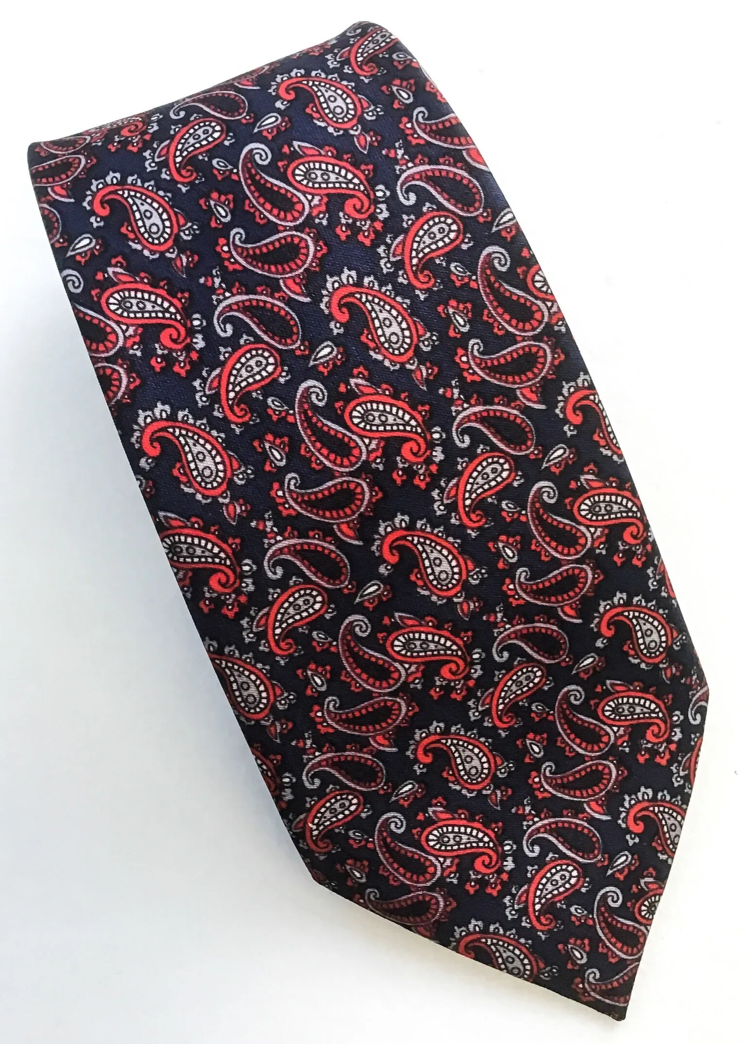 Men's Paisley Silk Tie Burgundy Navy Blue Necktie