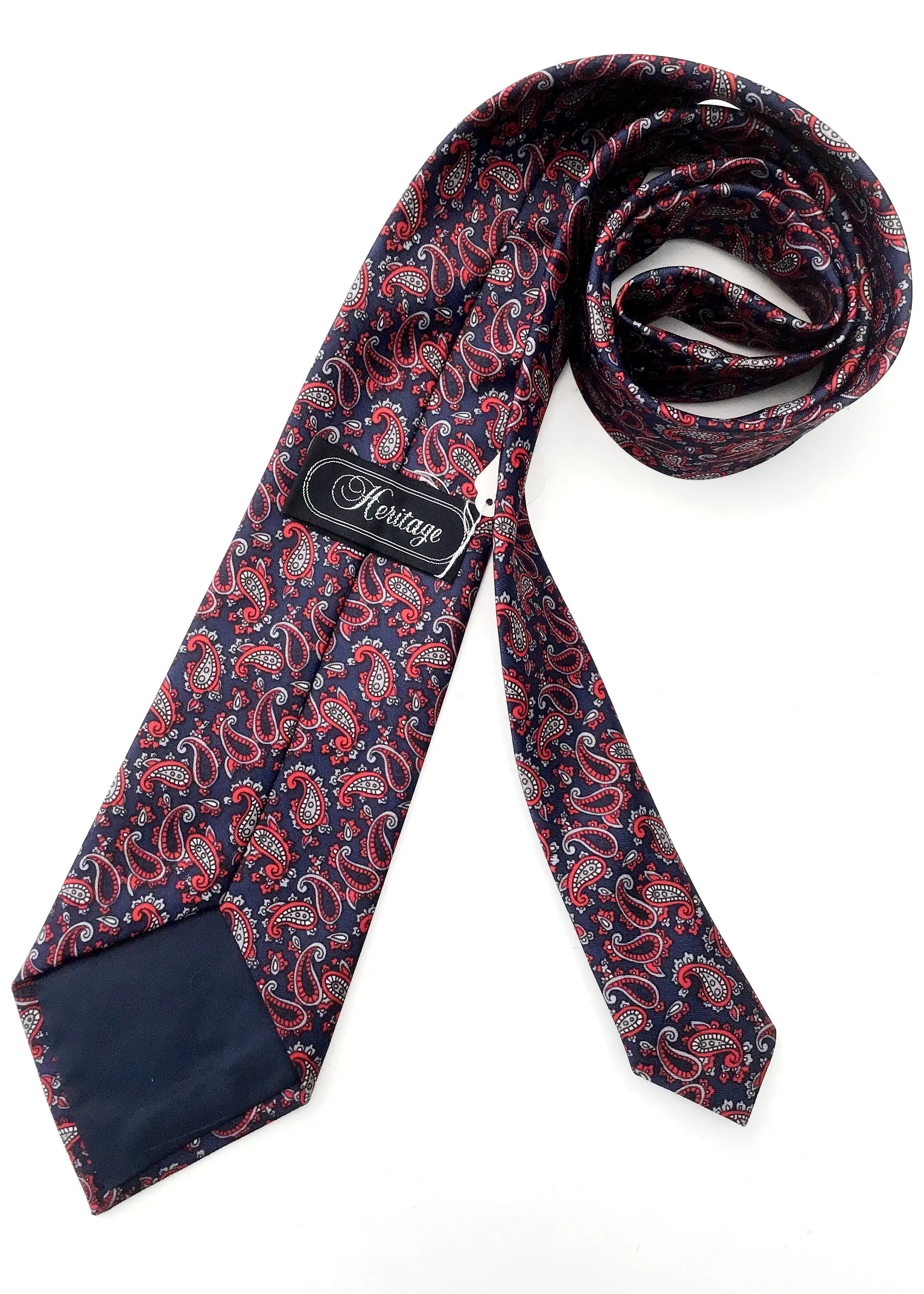 Men's Paisley Silk Tie Burgundy Navy Blue Necktie