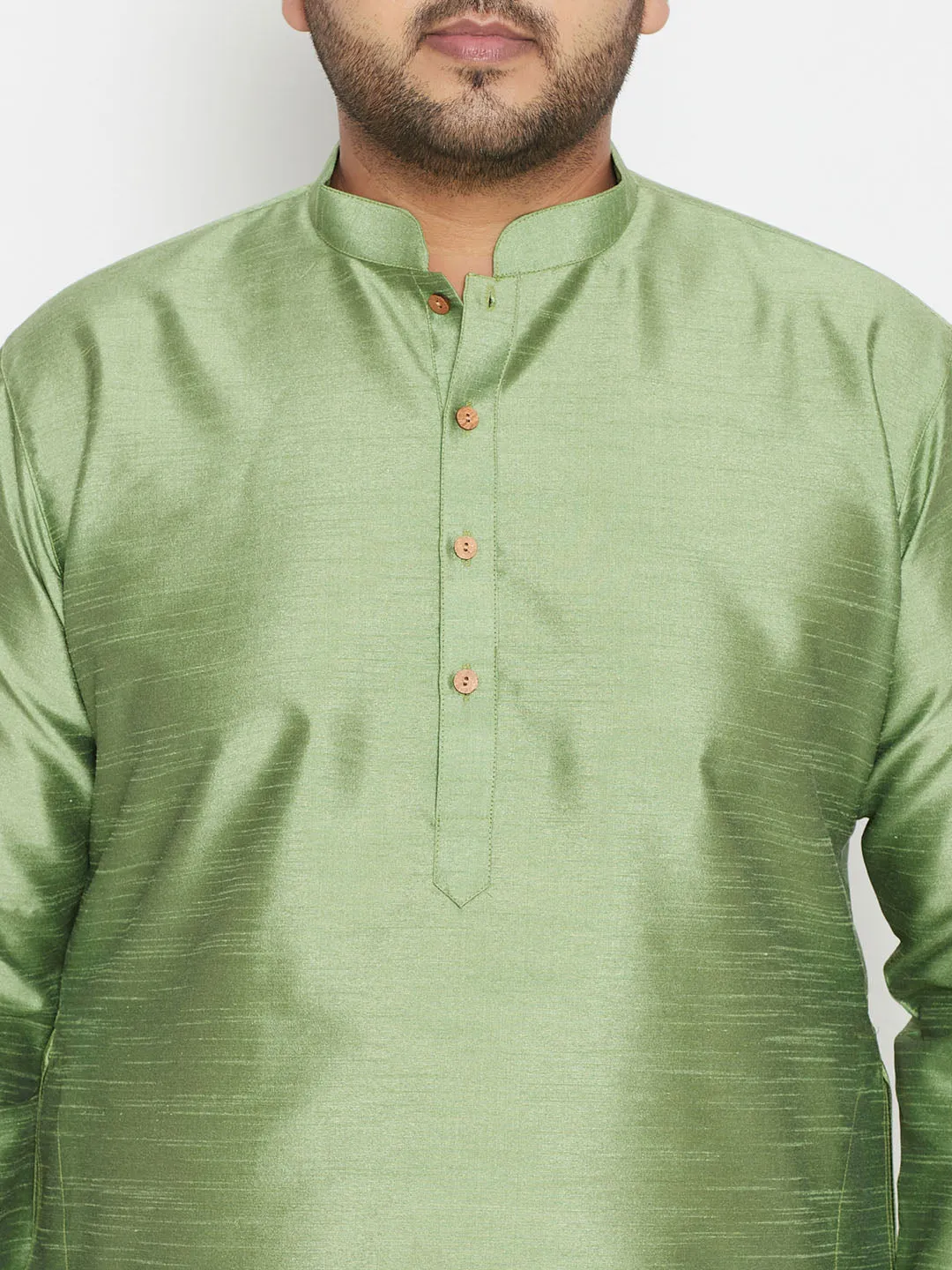 Men's Plus Mint Green Silk Blend Kurta Pyjama Set - Vastramay