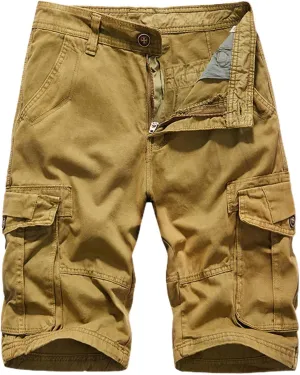 Men's Shorts Summer Casual Cotton Sports Cargo Shorts with Multi-Pocket Hiking Summer Linen Multicolor Relaxed Split