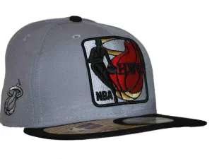 Miami Heat New Era Gray NBA Hardwood Classics 59Fifty Fitted Flat Bill Hat Cap