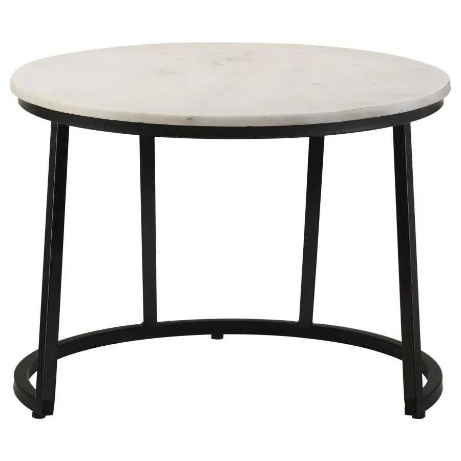 Miguel - Round Marble Top Coffee Table - White And Black