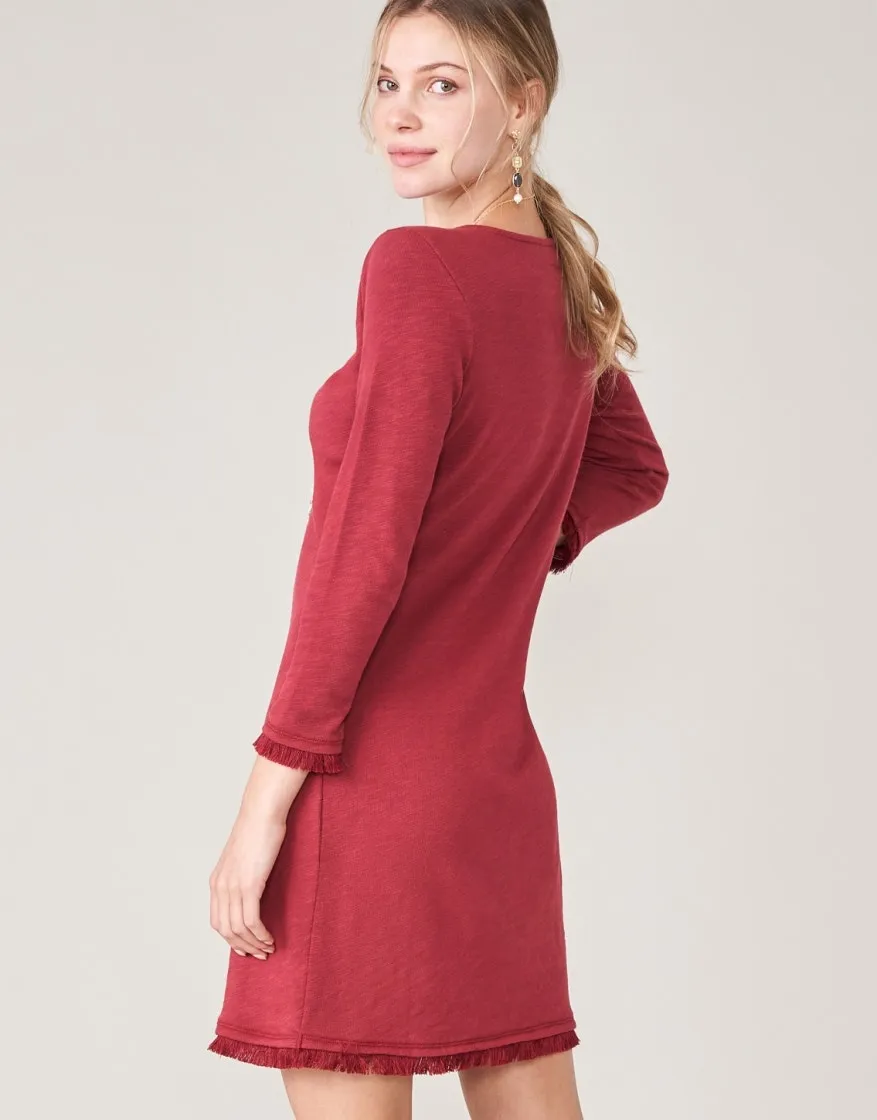 Mila Fringe Dress - Pomegranate