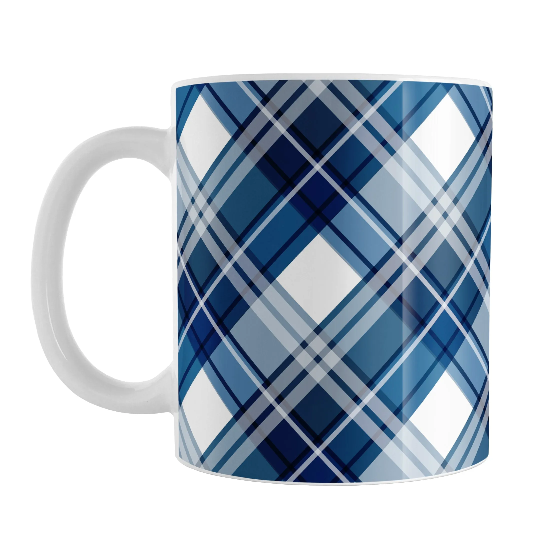 Navy Blue Plaid Mug