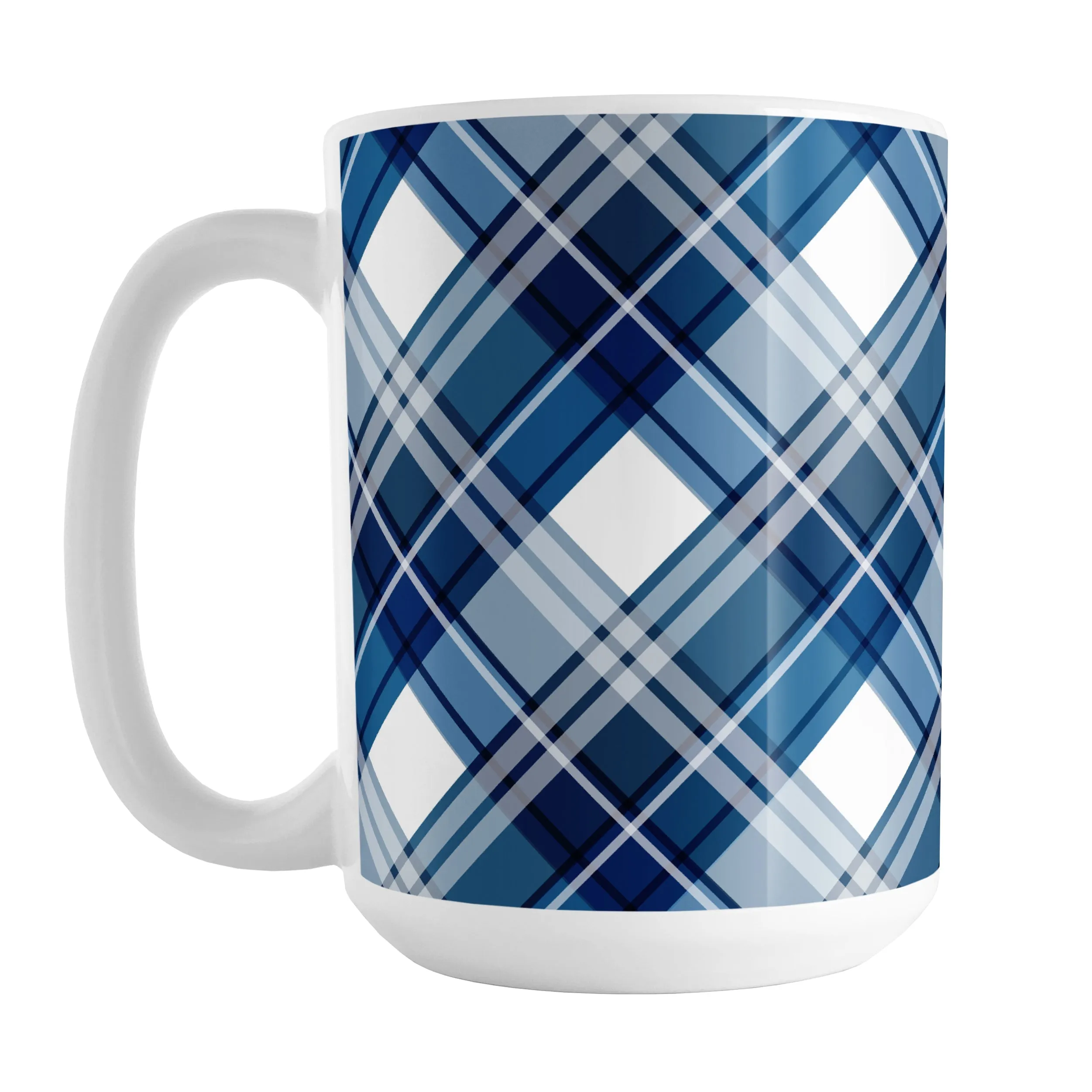 Navy Blue Plaid Mug