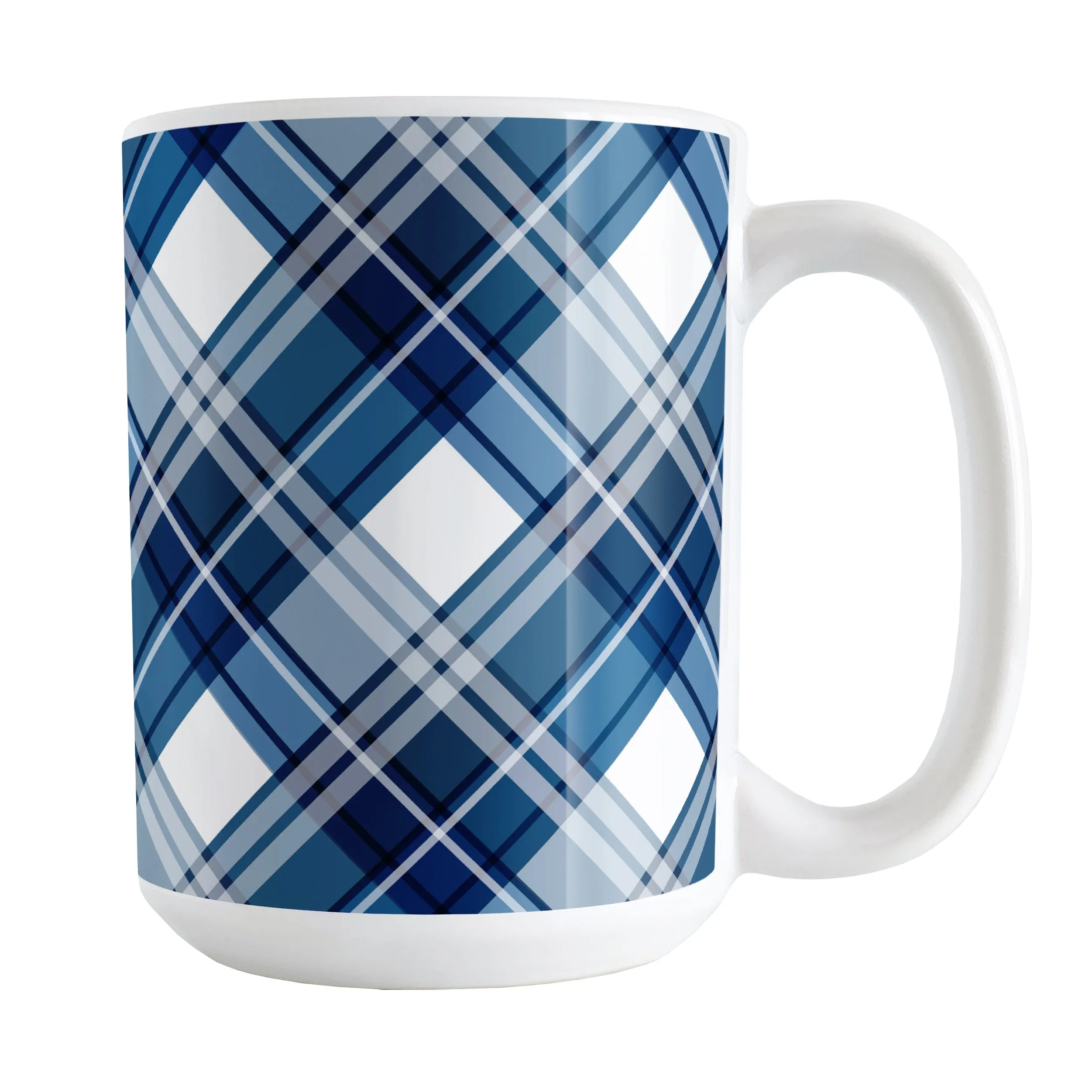 Navy Blue Plaid Mug