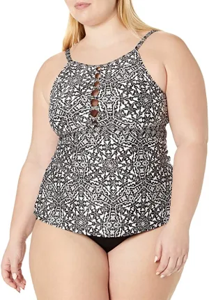 New 24th & Ocean Womens Strappy High Neck Tankini Swimsuit Top, bottoms sold separately, Sz Plus 22W! Retails $69 
