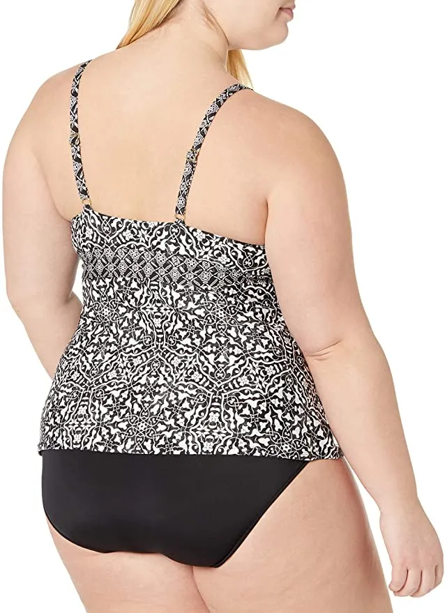 New 24th & Ocean Womens Strappy High Neck Tankini Swimsuit Top, bottoms sold separately, Sz Plus 22W! Retails $69 
