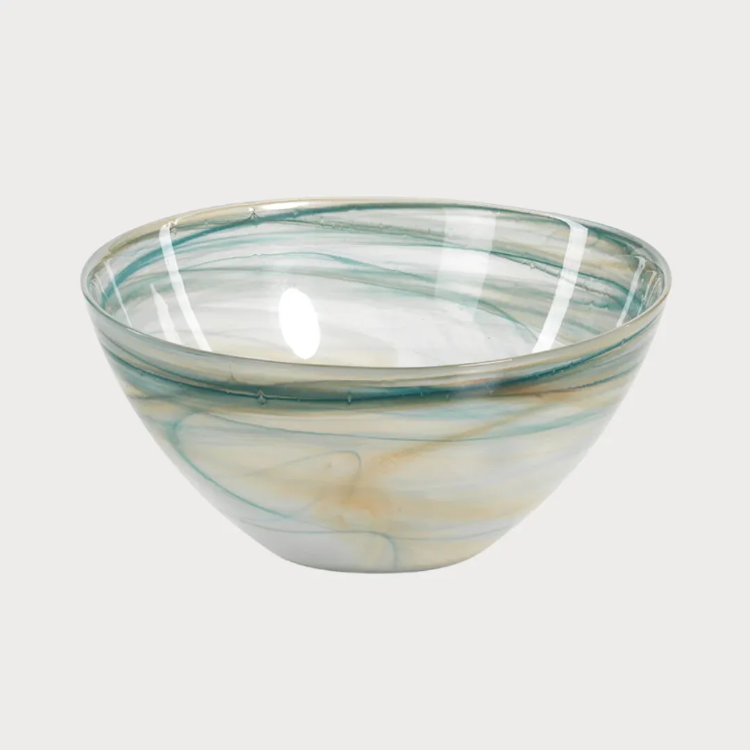 New Without Tags Green Swirl Glass Alabaster Bowl