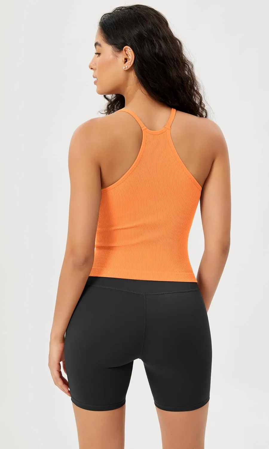 ODODOS Women's Crop Seamless Rib-Knit Camisole Strappy Racerback Cropped Tank Tops
