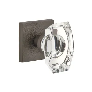 Quadrato Leather Rosette with Stella Crystal Knob in Titanium Gray