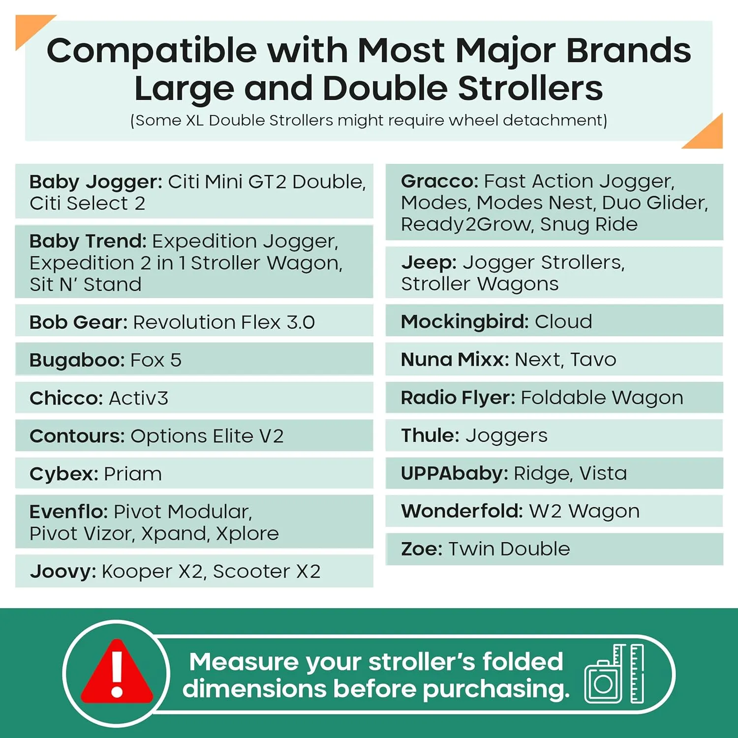 reperkid Large Stroller Bag for Airplane Travel, Black & Green, 47" H x 24" W x 15" D, Fits Most Large, Single, Double, Jogging Strollers  Premium Waterproof Cover, Adjustable Shoulder Straps