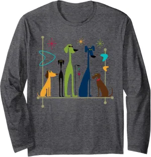 Retro Mid-Century Modern Dogs 50s 60s Style Long Sleeve T-Shirt