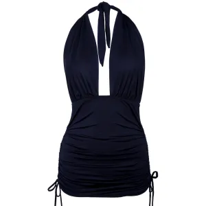 SATIN BLACK SWIMDRESS