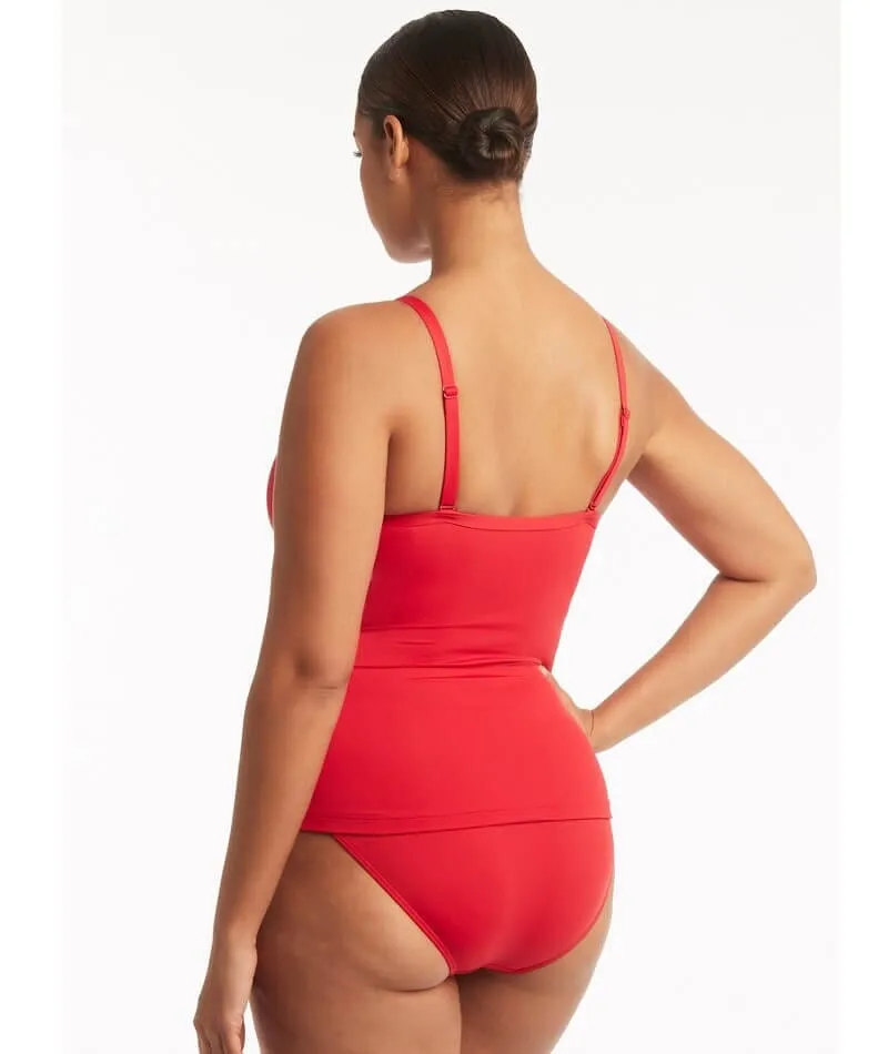 Sea Level Eco Essentials Cross Front DD-E Cup Singlet Top - Red
