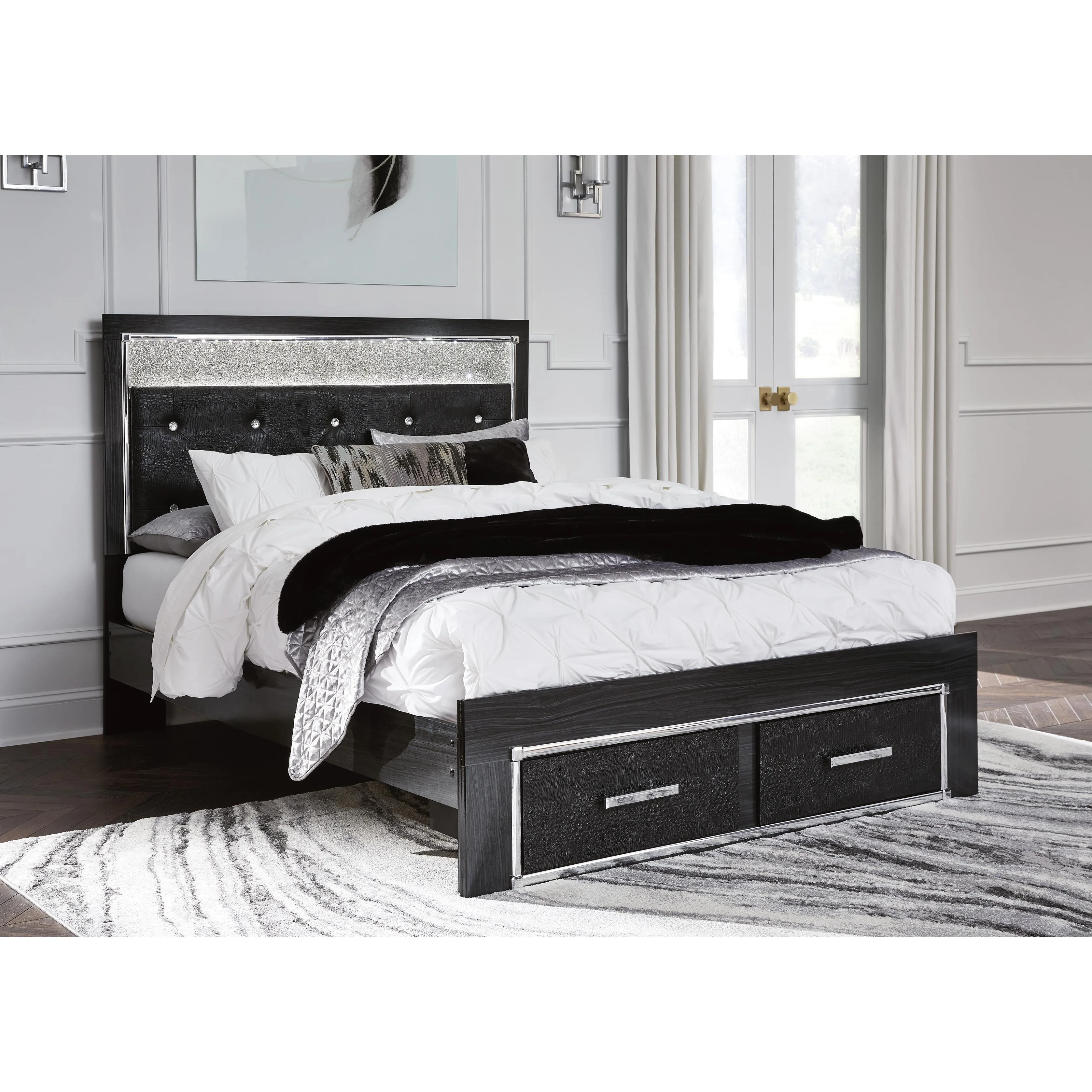 Signature Design by Ashley Kaydell Queen Upholstered Panel Bed with Storage B1420-157/B1420-54S/B1420-95/B100-13