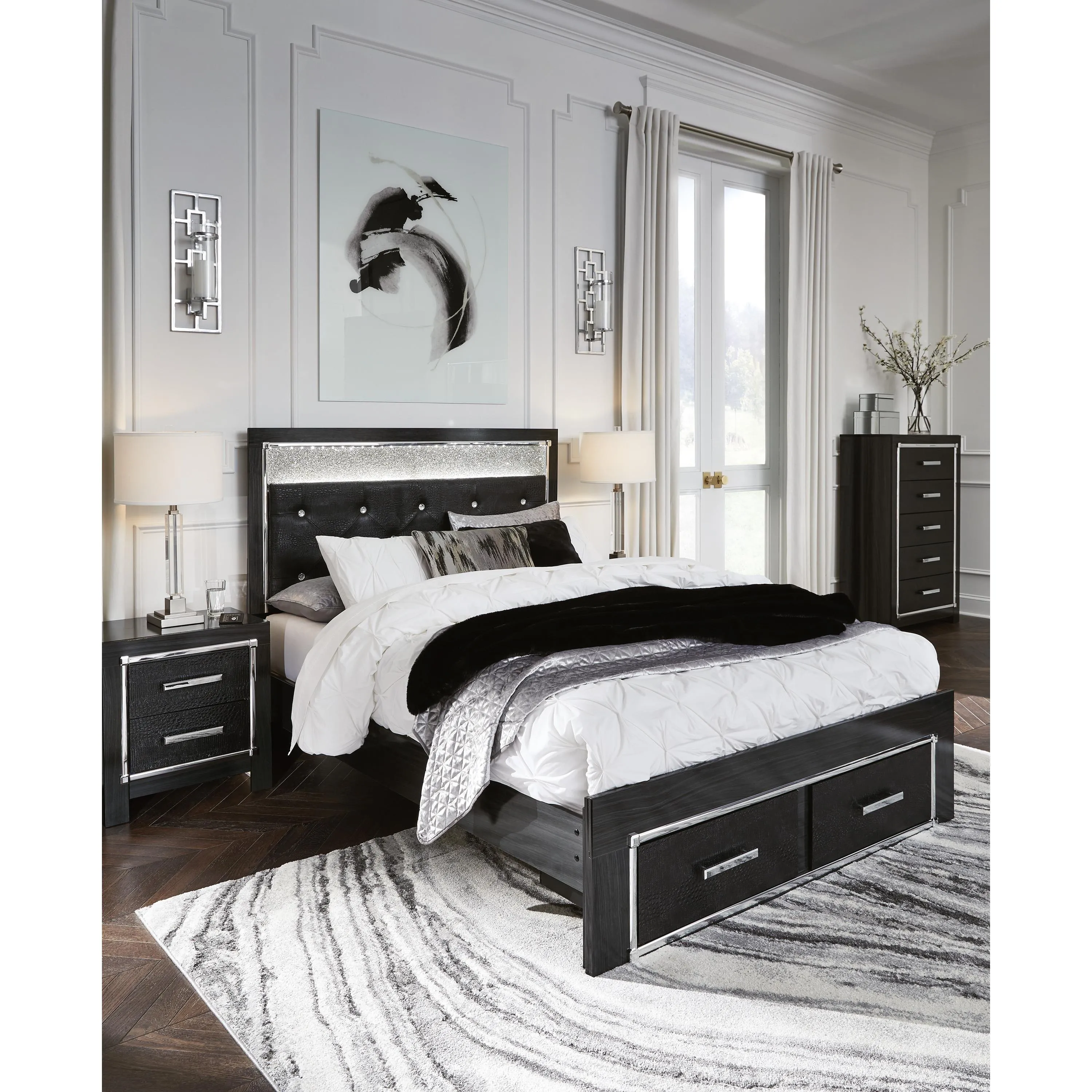 Signature Design by Ashley Kaydell Queen Upholstered Panel Bed with Storage B1420-157/B1420-54S/B1420-95/B100-13