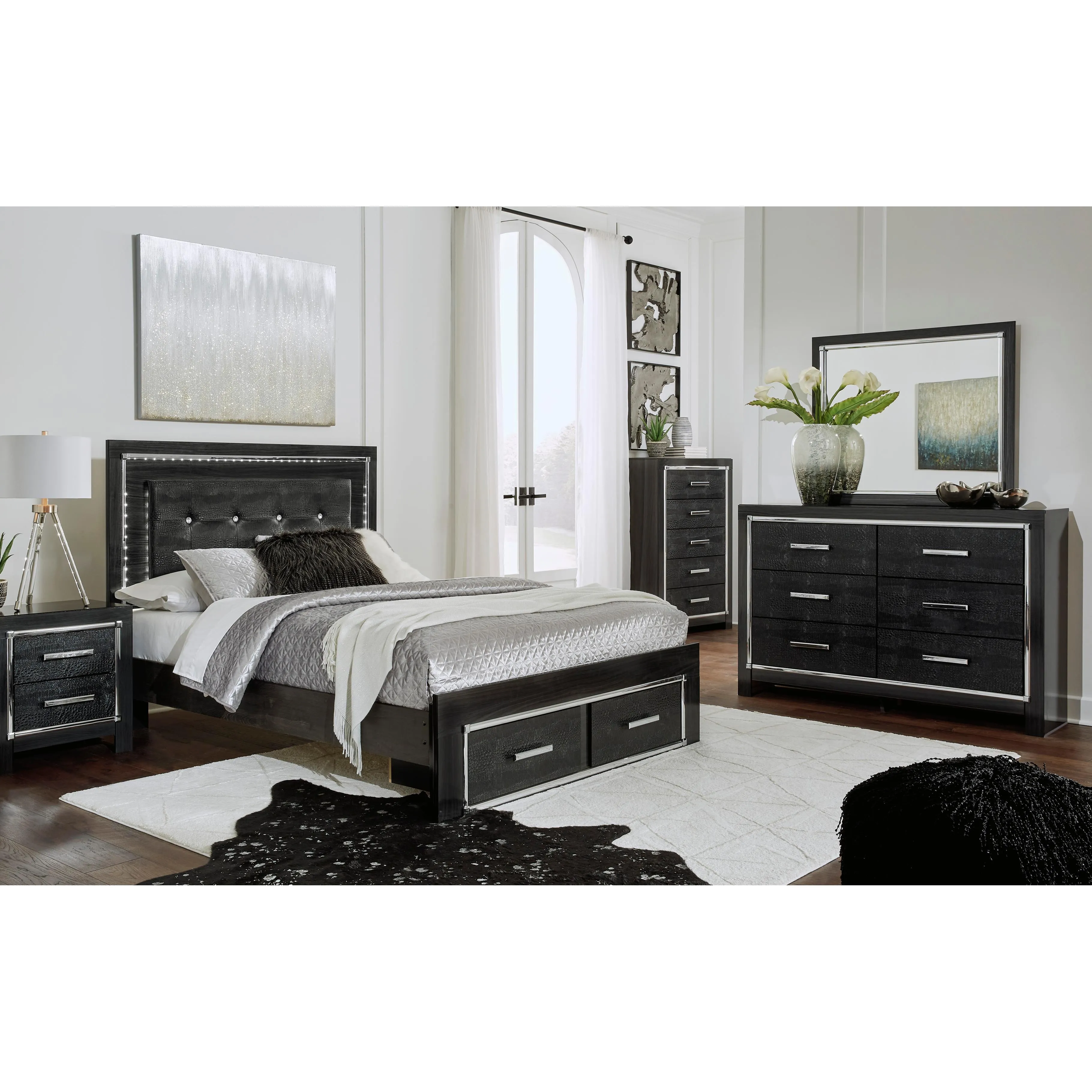 Signature Design by Ashley Kaydell Queen Upholstered Panel Bed with Storage B1420-57/B1420-54S/B1420-95/B100-13
