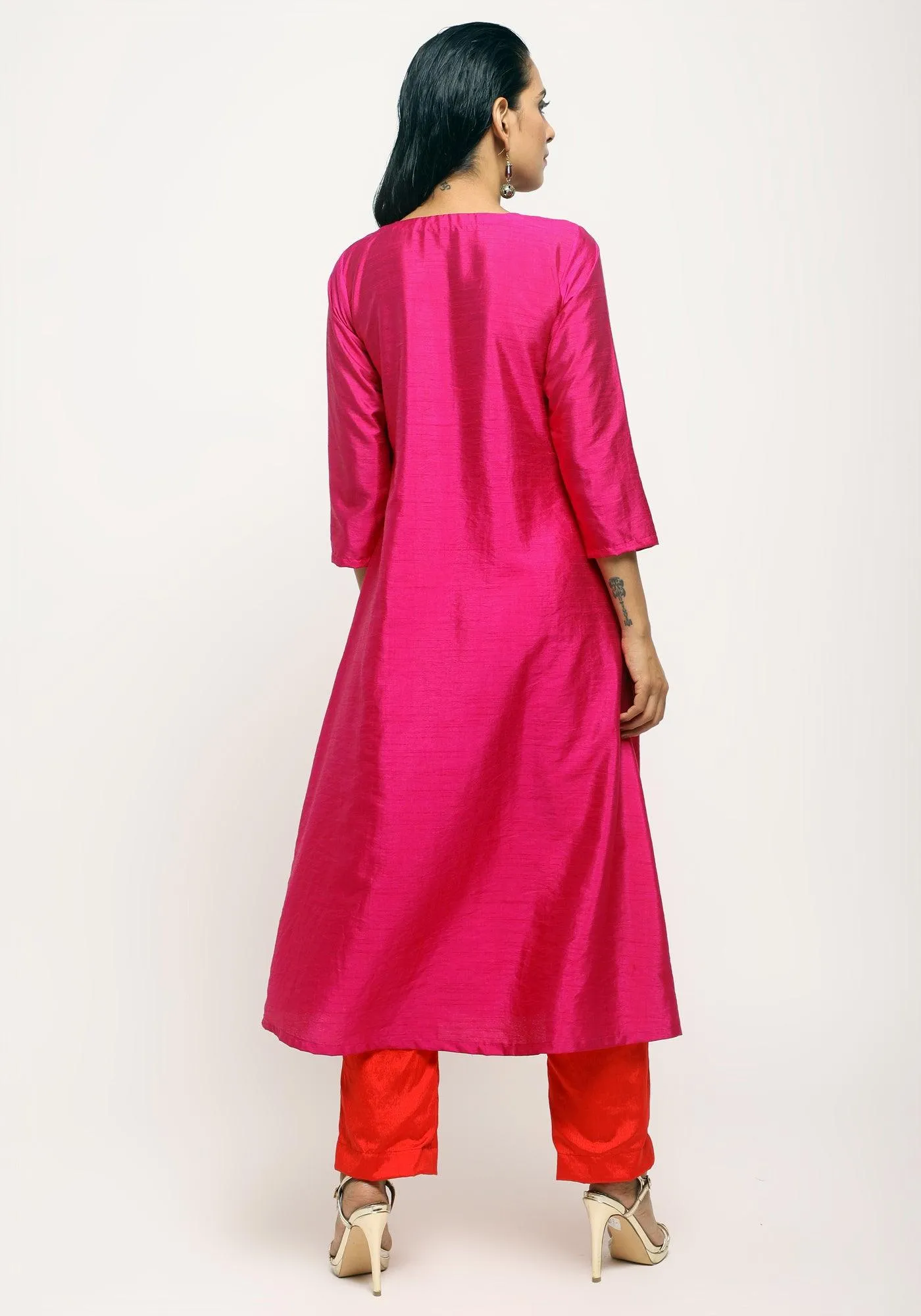 Silk Blend Angrakha-Contrast Pant