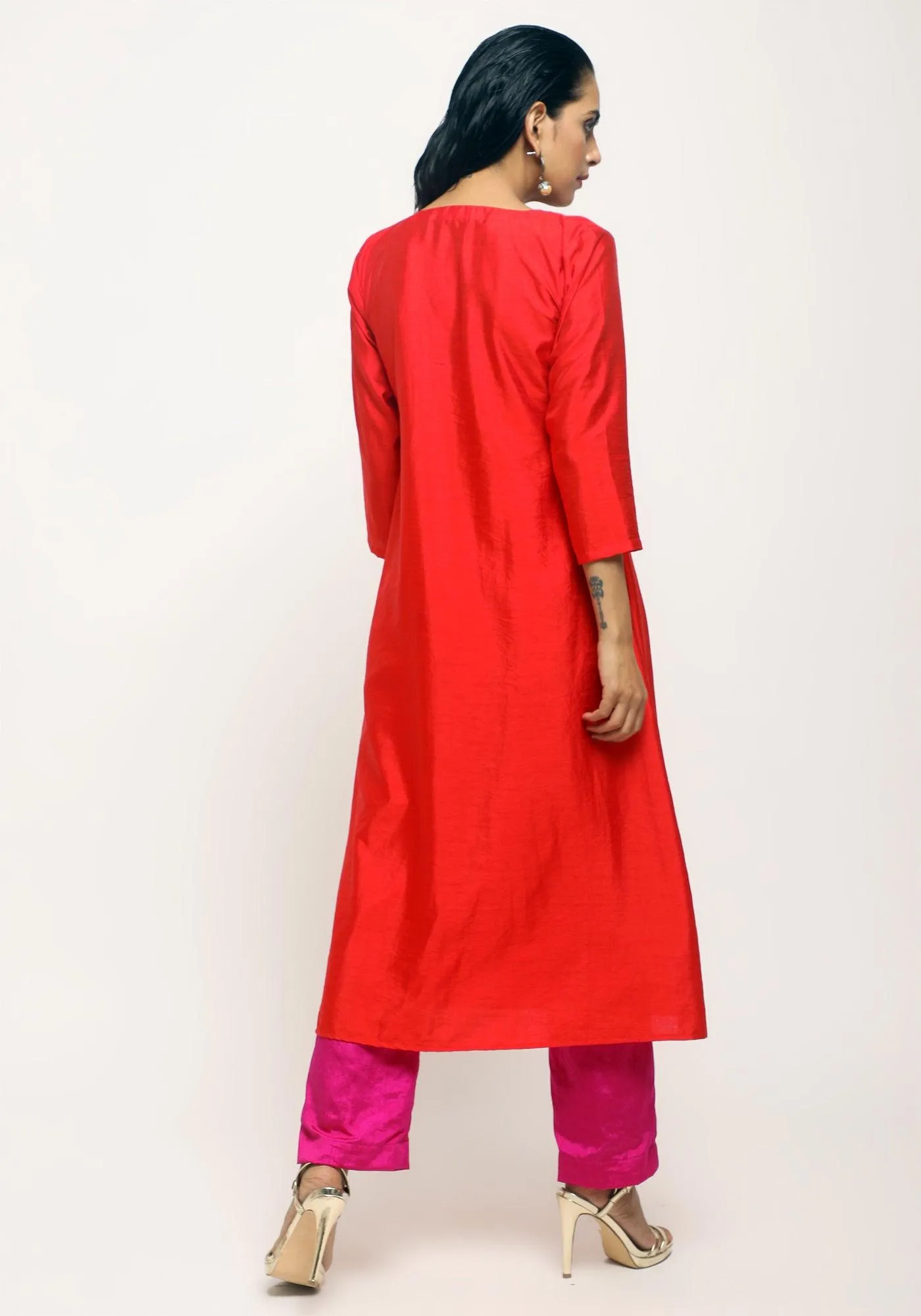 Silk Blend Angrakha-Contrast Pant