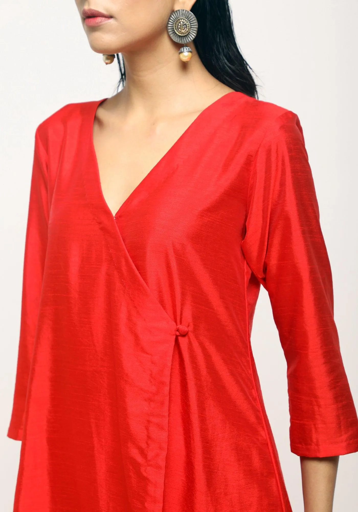 Silk Blend Angrakha-Contrast Pant