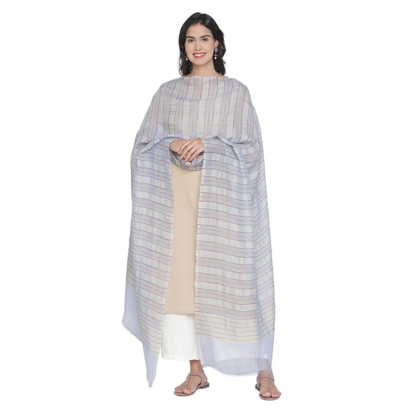 Sky Blue Silk Tencel Dupatta