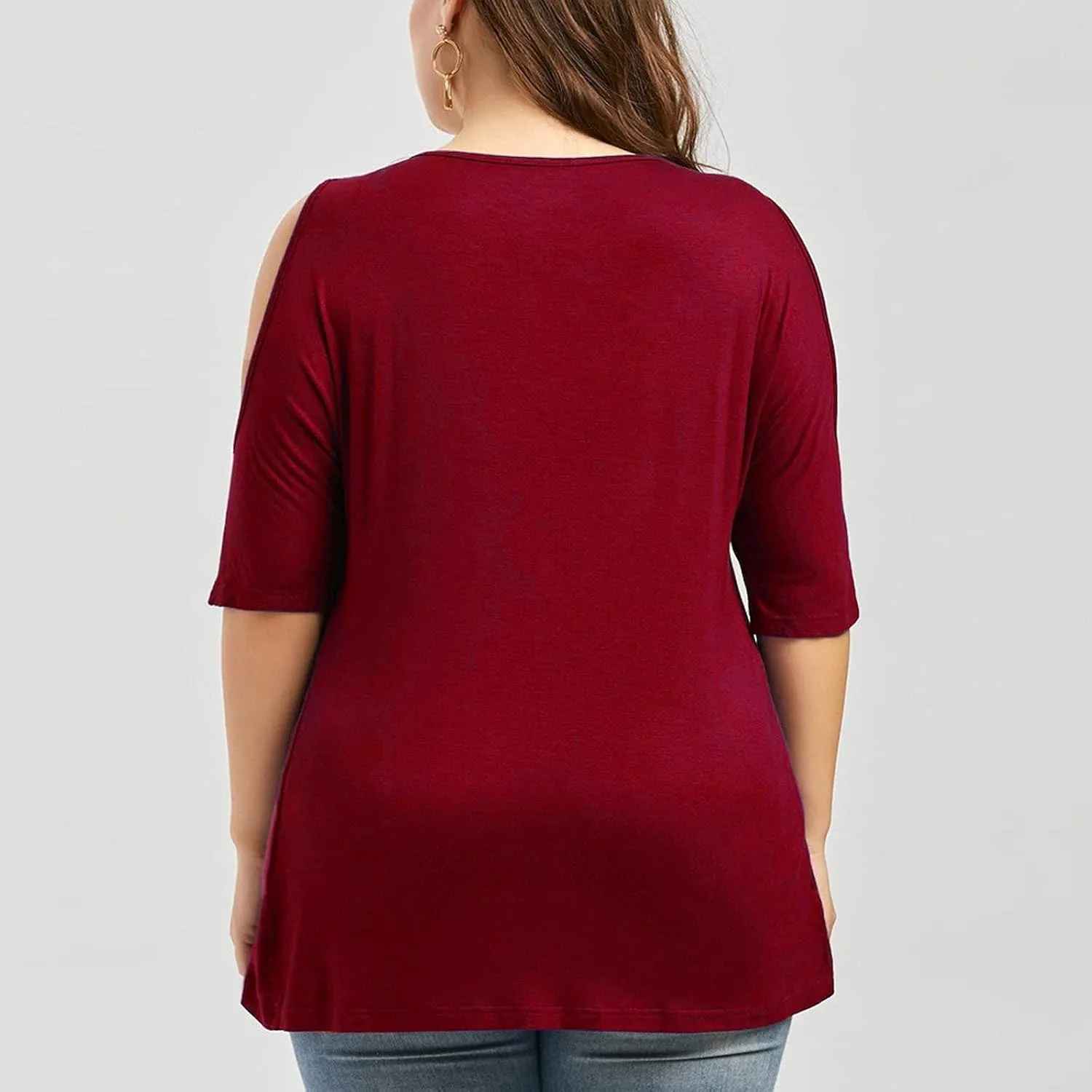 Solid Plus Lace Stitching Color Strapless Top Women V-Neck Size Women's Blouse Loose Casual T Shirt