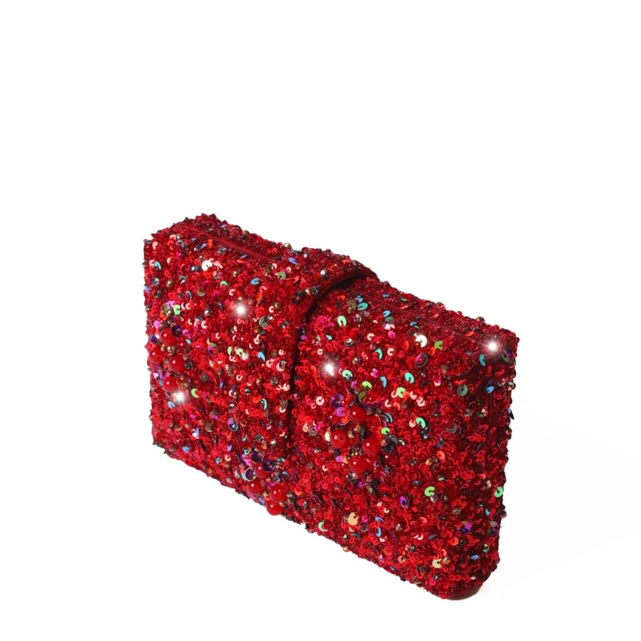 Statement Sequin Clutch - Garnet