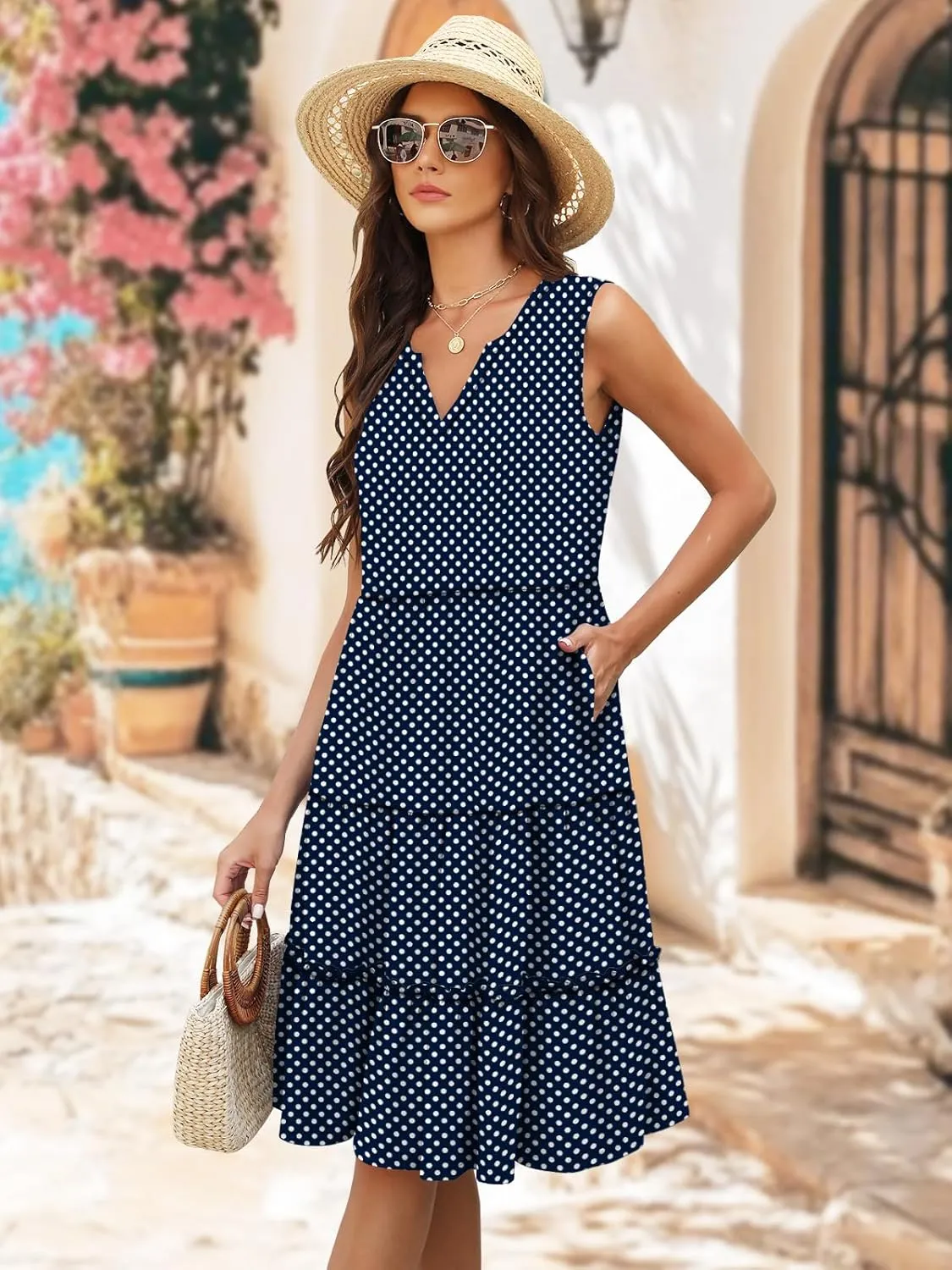 Summer Dresses for Women 2025 Elegant Classy Sleeveless Boho Midi Sun Dress Spring Break Travel Beach Vacation Clothes