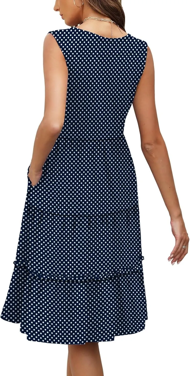 Summer Dresses for Women 2025 Elegant Classy Sleeveless Boho Midi Sun Dress Spring Break Travel Beach Vacation Clothes