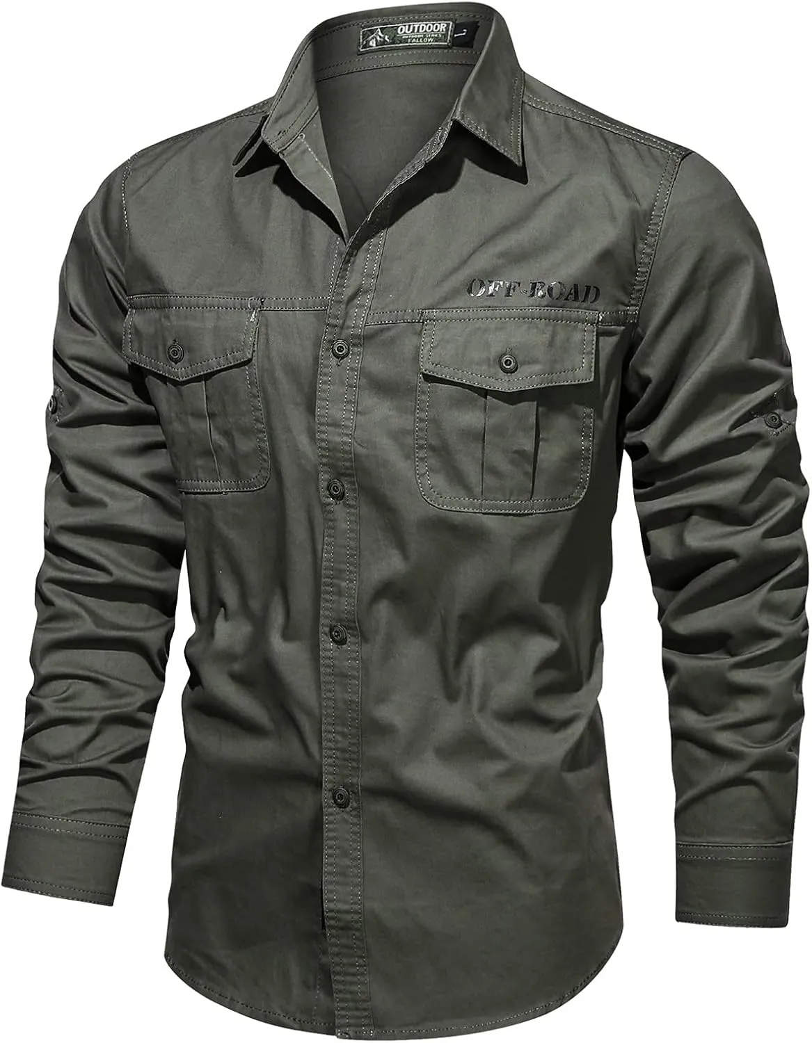 Tactical Shirts for Men Long Sleeve Military Button Up Snap Work Shirt with Pockets Big & Tall Slim Fit Western Tops Camo
