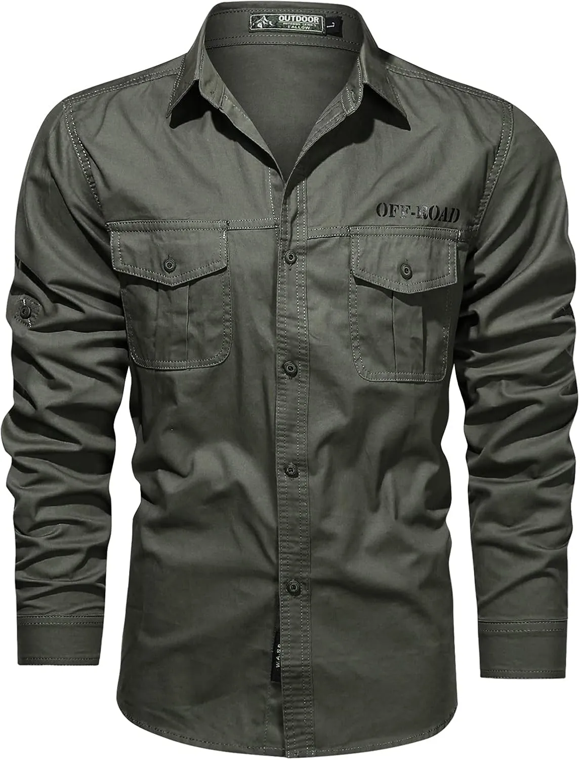 Tactical Shirts for Men Long Sleeve Military Button Up Snap Work Shirt with Pockets Big & Tall Slim Fit Western Tops Camo