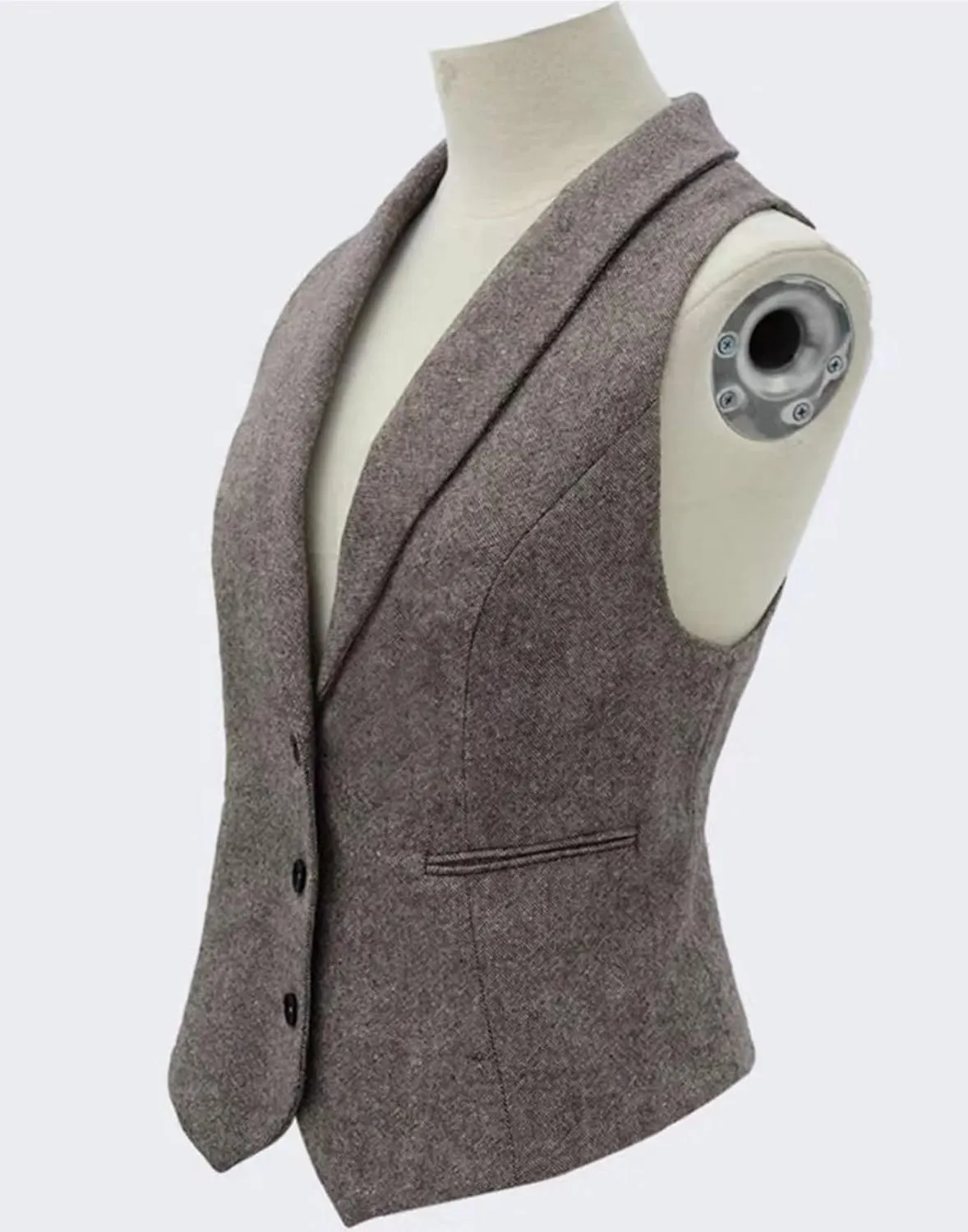 Women Wool Blend Vest V-Neck Dressy Vintage Button Down Waistcoat