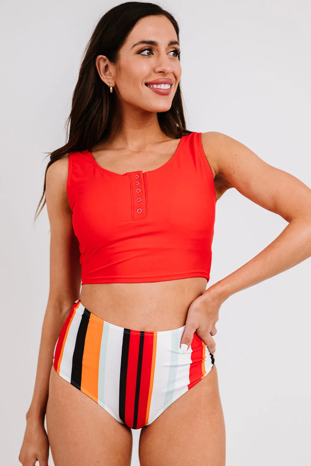 Women's High Waist Tankini Set Swimsuit Square Neck Sleeveless Print Two Piece Bathing Suit