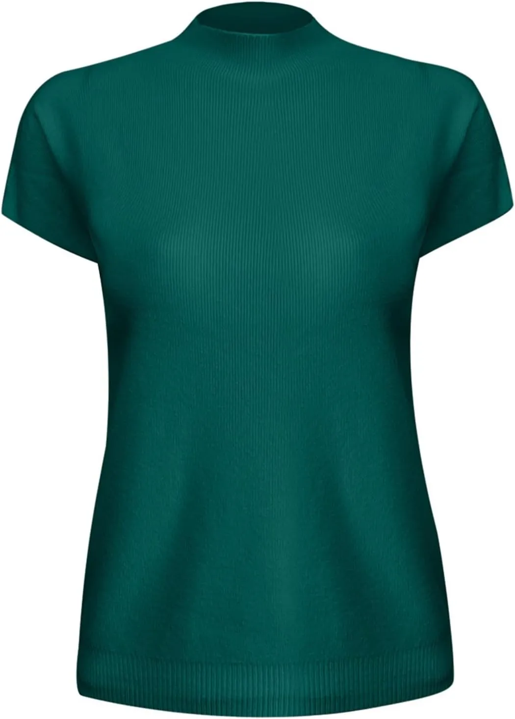 Womens Short Sleeve Top Turtleneck Mock Neck Blouse Summer Casual Basic Knit Slim Fitted Pullover Tops Shirt